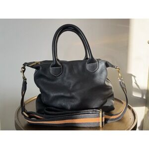 G.I.L.I Crossbody Purse Pebbles Lather Black Twill Strap